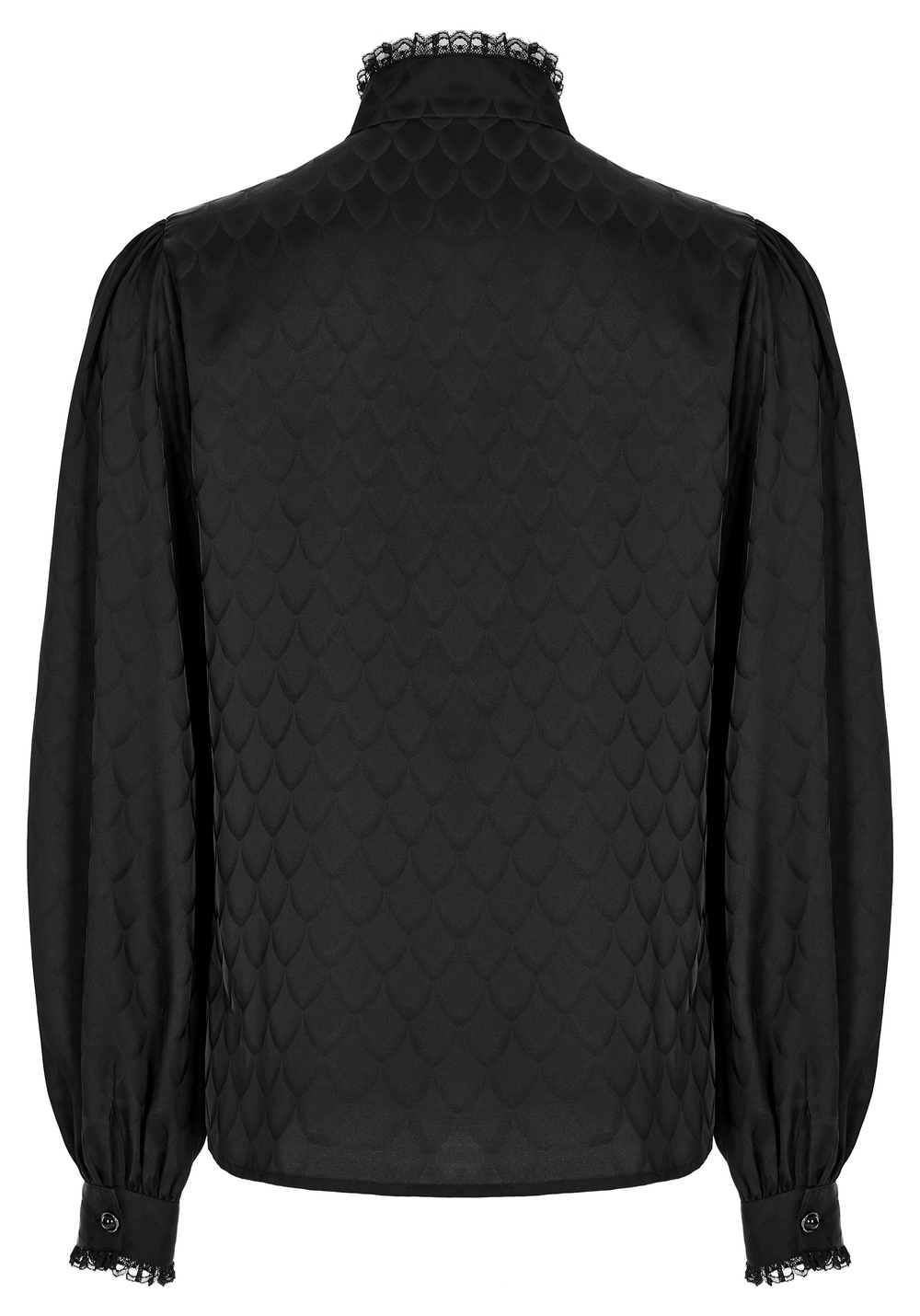 Victorian-Inspired Black Jacquard Silhouette Shirt - HARD'N'HEAVY