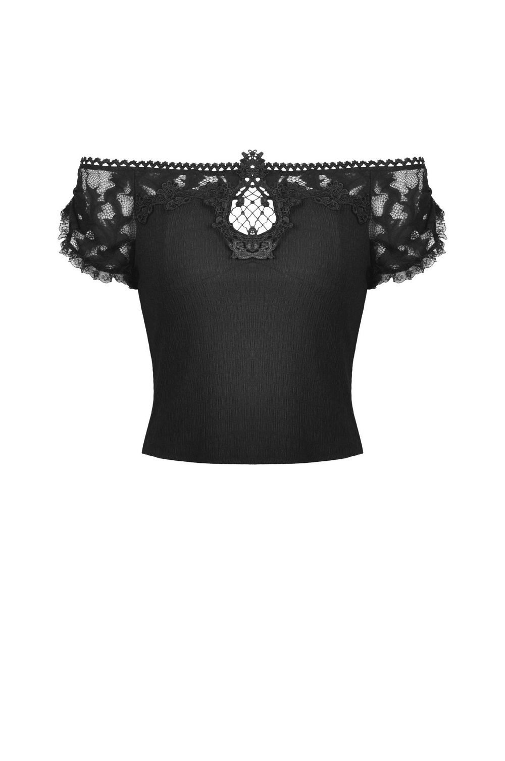 Victorian-Inspired Black Lace Off-the-Shoulder Top