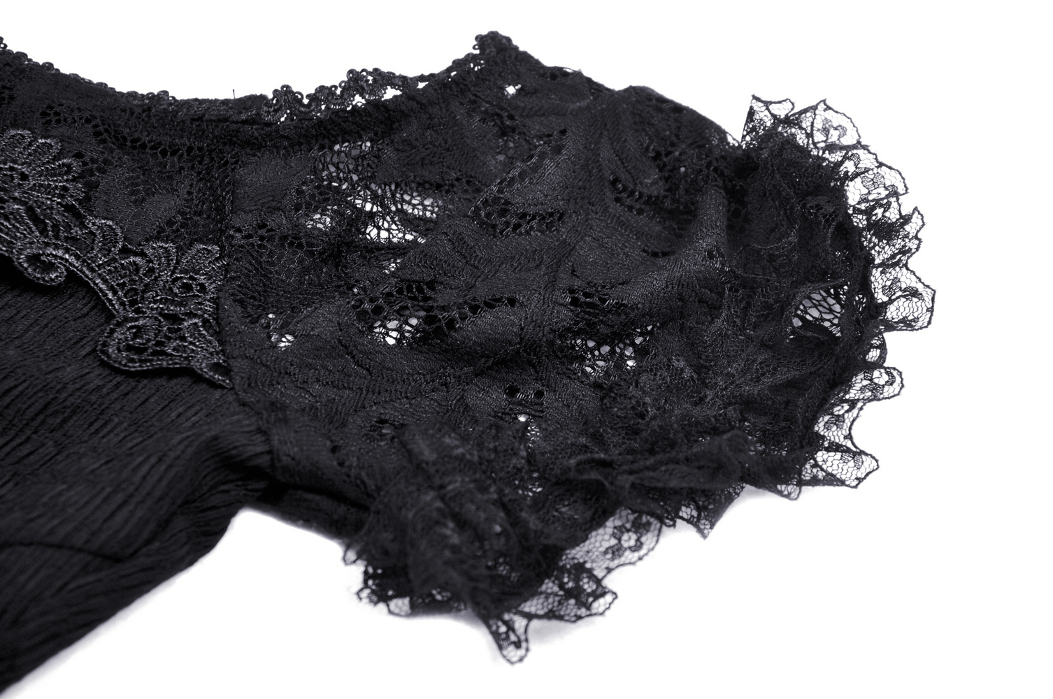 Victorian-Inspired Black Lace Off-the-Shoulder Top