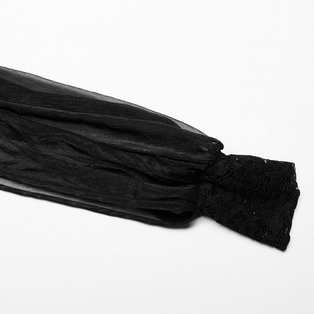 Black chiffon sleeve with lace detailing, perfect for a Victorian-inspired goth look.