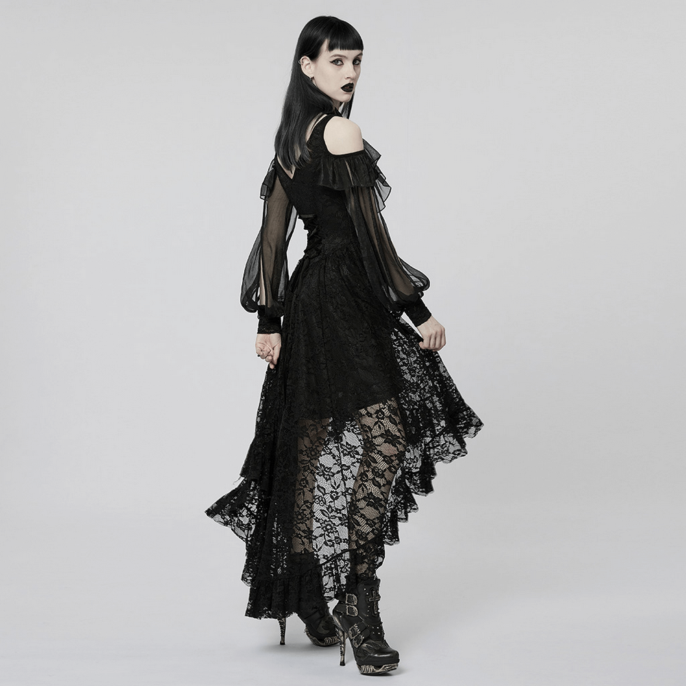 Victorian-Inspired Goth Lace Maxi Dress - Elegant - HARD'N'HEAVY