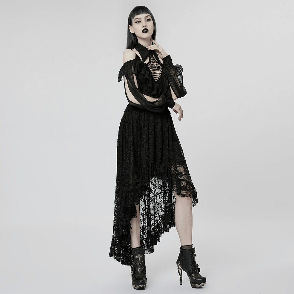 Victorian-Inspired Goth Lace Maxi Dress - Elegant - HARD'N'HEAVY