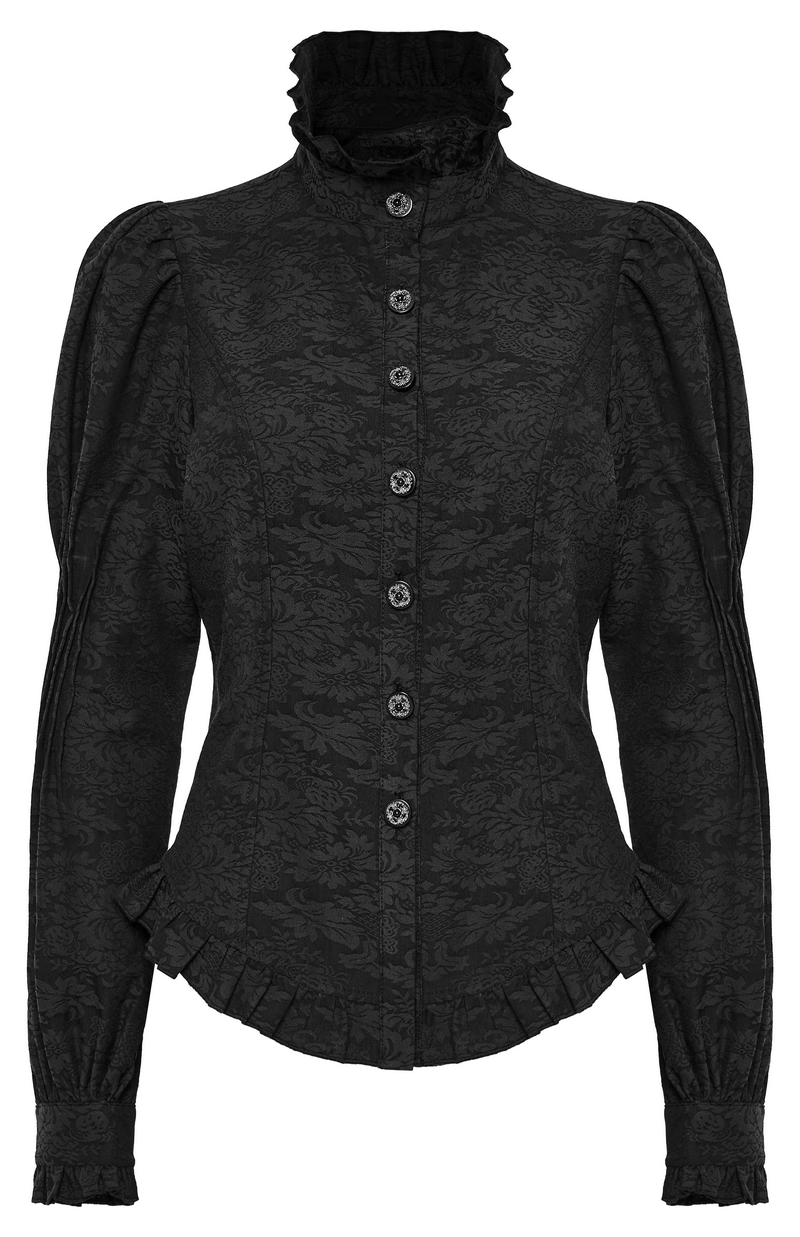 Victorian-Inspired Ruffle-Trimmed Lace Goth Blouse - HARD'N'HEAVY