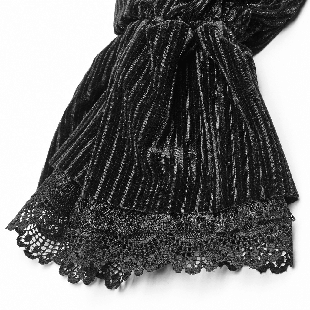 Victorian-Inspired Striped Velvet Corset Blouse for Ladies - HARD'N'HEAVY