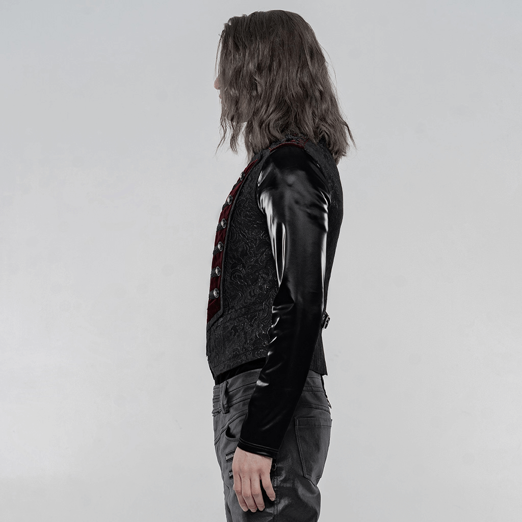 Men's Gothic Waistcoat in velvet and jacquard, showcasing exquisite detailing and a fitted design.