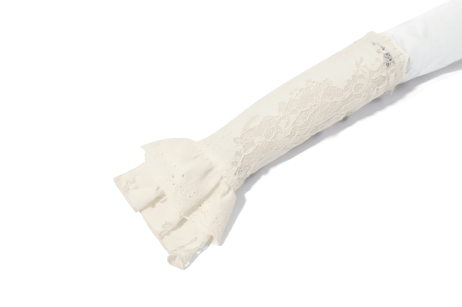 Victorian Lace Arm Warmers with Ruffle Cuffs for Women, showcasing elegant lace and ruffled design.