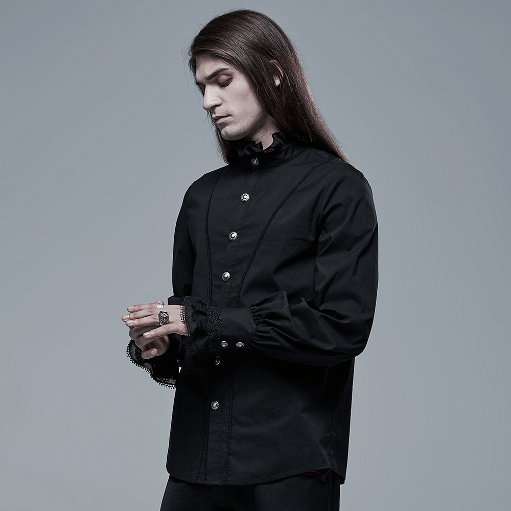 Victorian Lace Cuff Black Goth Shirt - HARD'N'HEAVY