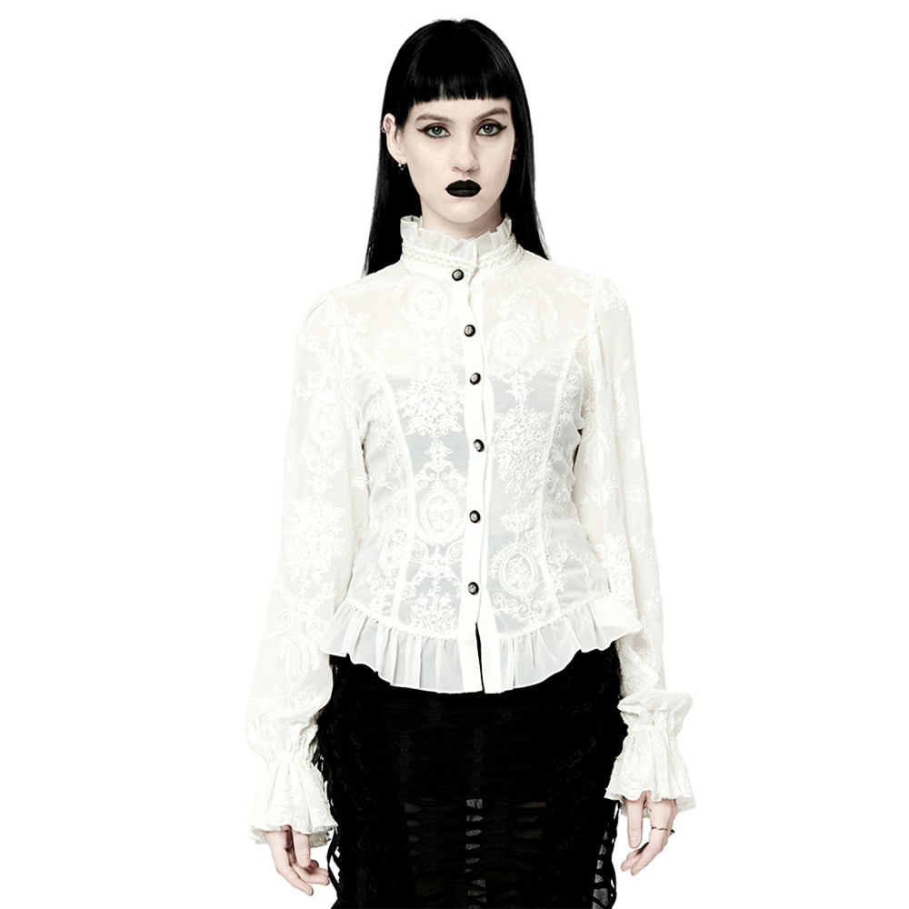 Victorian Lace-Up Back Blouse Gothic Elegance - HARD'N'HEAVY