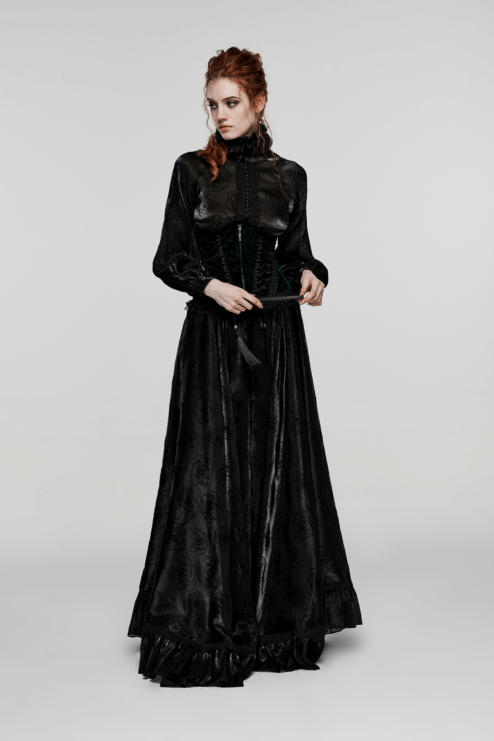Victorian lace-up velveteen gothic corset dress for women, featuring luxurious fabric and elegant design.