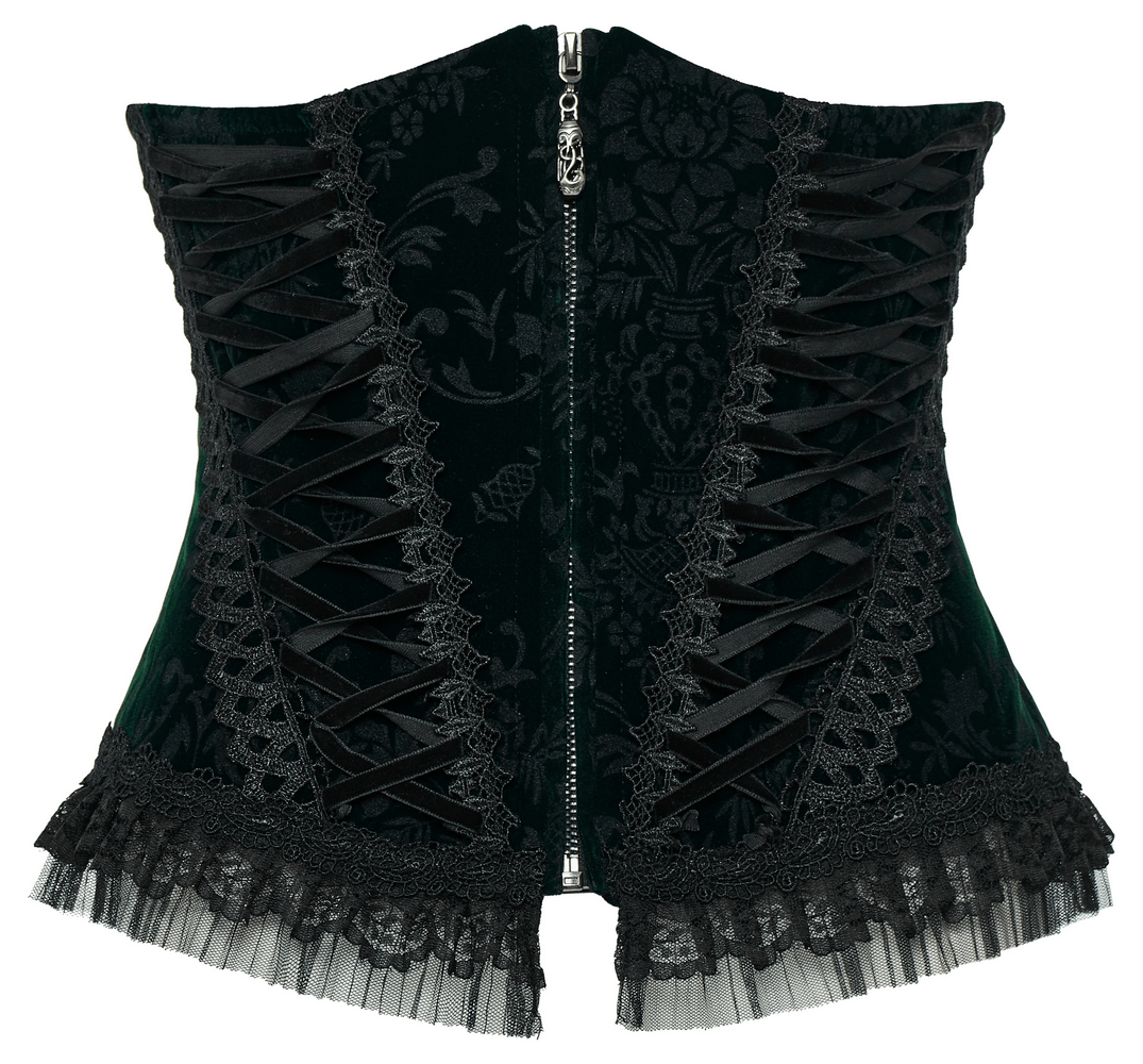 Victorian Lace-Up Velveteen Gothic Corset For Women - HARD'N'HEAVY