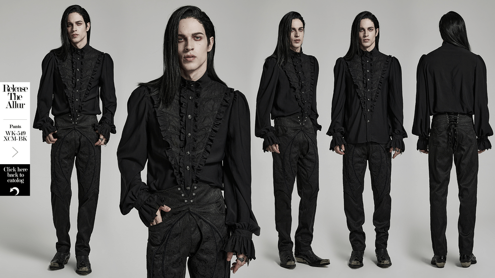 Victorian Ruffle Black Gothic Shirt - Elegant Wear - HARD'N'HEAVY
