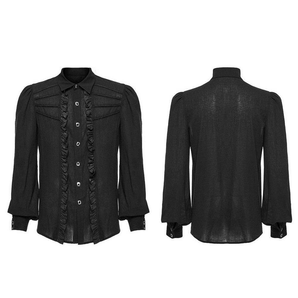 Victorian Ruffle Gothic Button-Down Shirt for Men - HARD'N'HEAVY