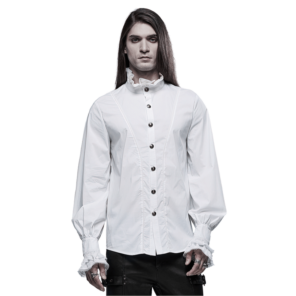 Victorian Ruffled Collar Cotton Shirt - HARD'N'HEAVY