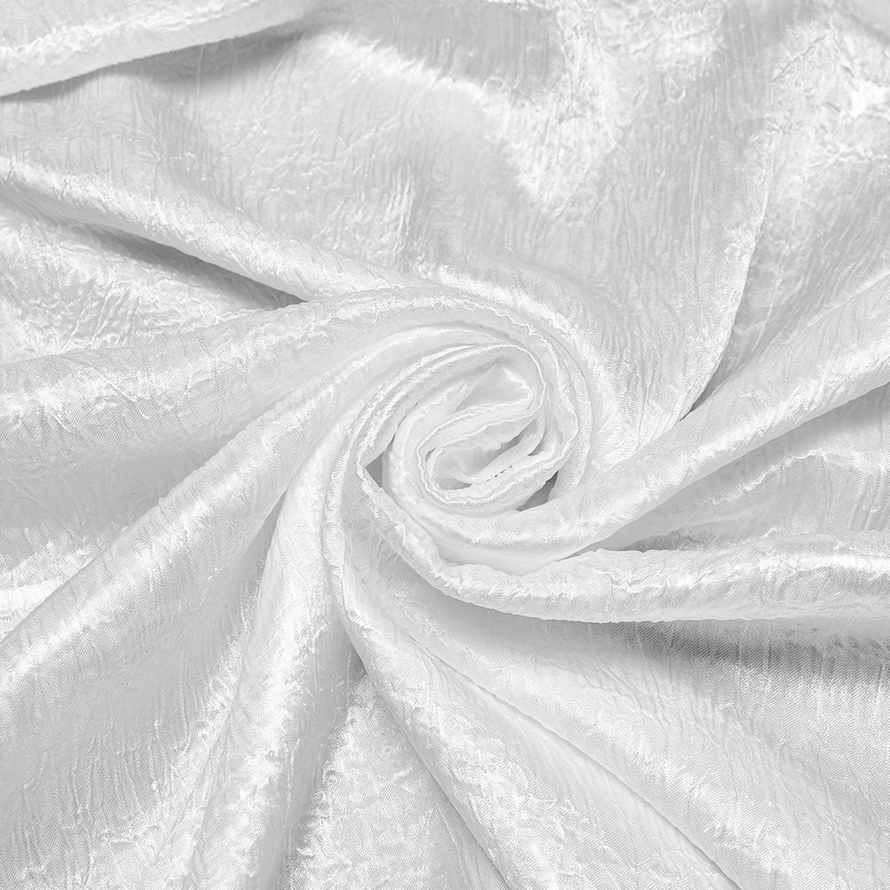 Elegant white fabric swirl showcasing soft, textured, ruffled design for a gothic-inspired shirt.
