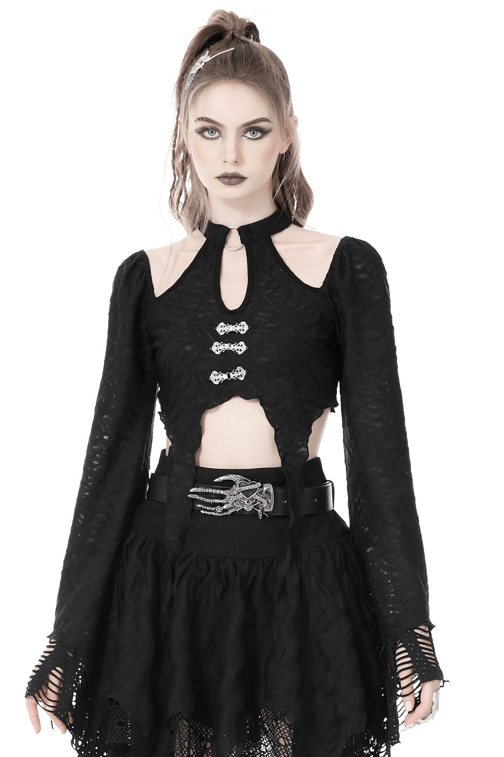Victorian Steampunk Bell Sleeves Crop Top for Women