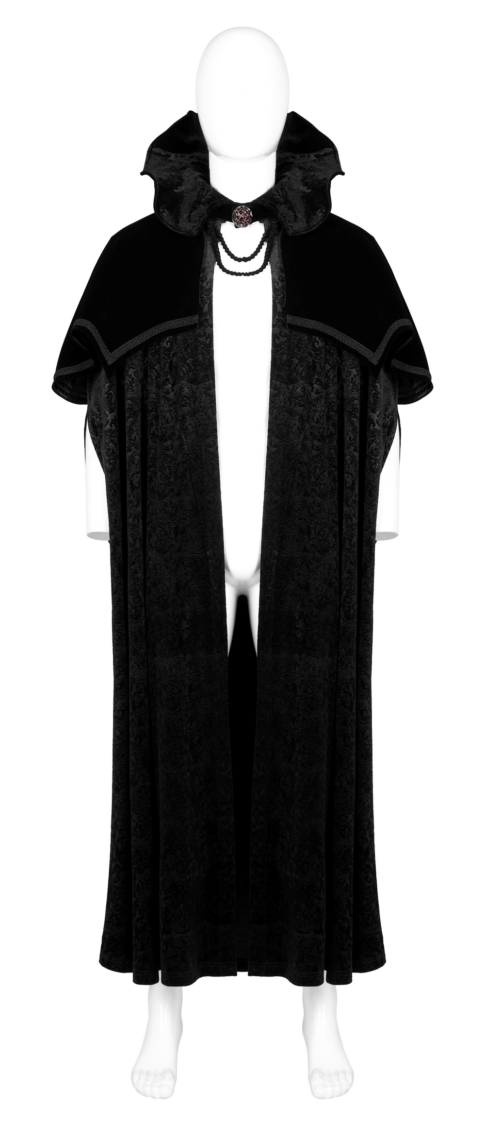 Victorian Velvet Cloak with Wire Collar and Gemstone - HARD'N'HEAVY