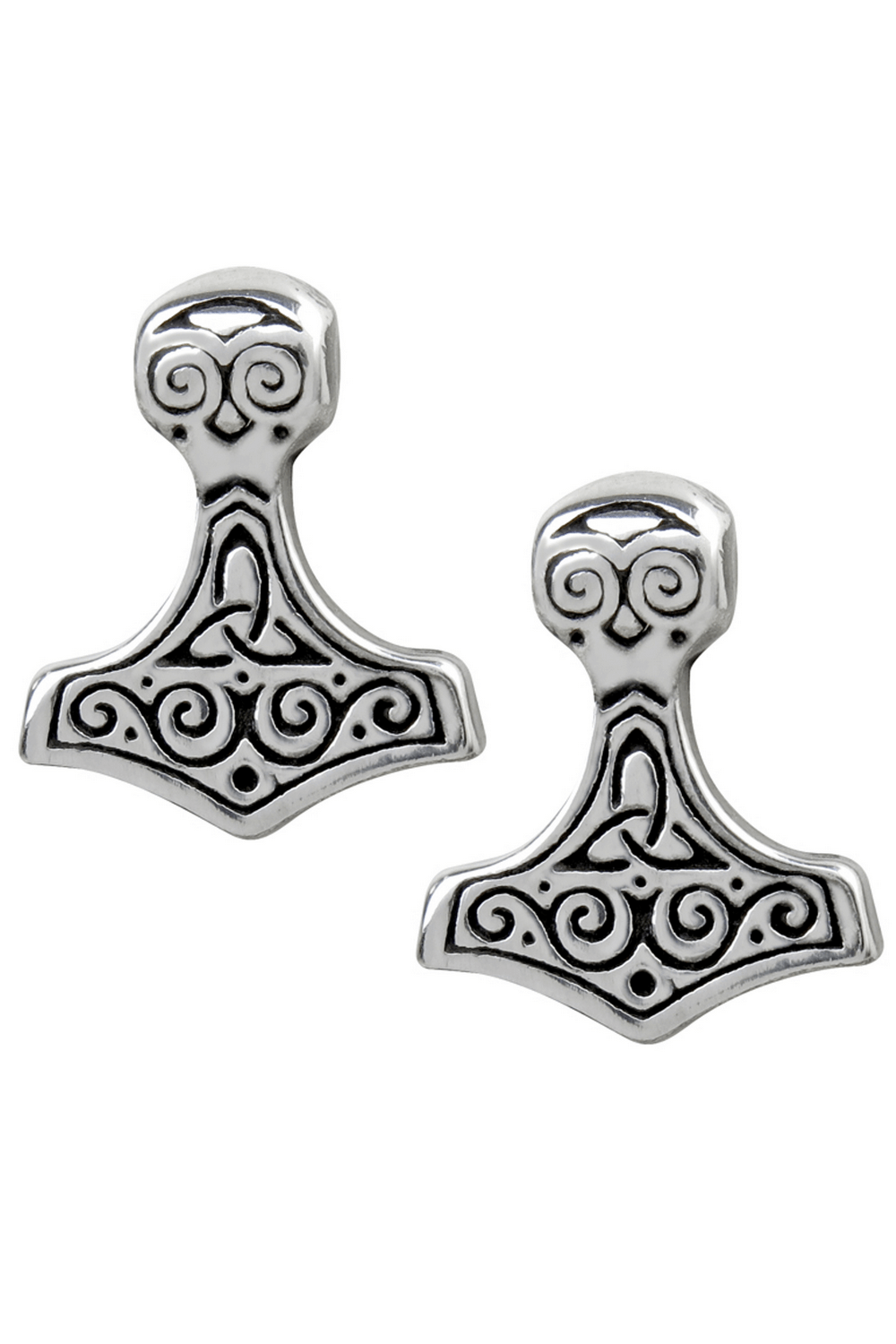 Viking-inspired Thor's hammer ear studs with intricate Celtic designs, perfect for showcasing Norse heritage.