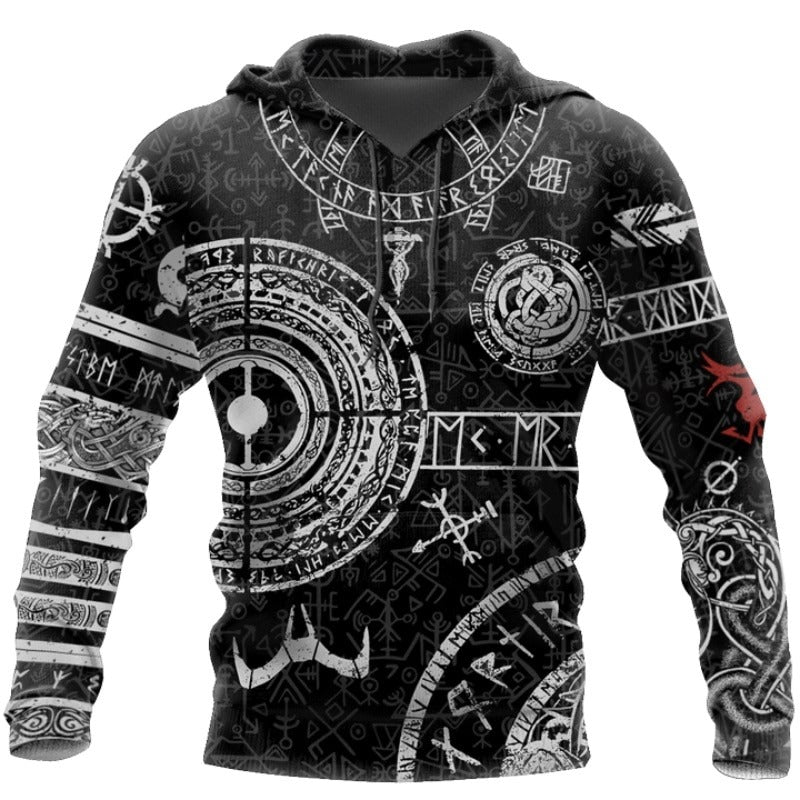 Viking Symbols 3D Printed Zipper Hoodies for Men / Alternative Fashion Hooded Sweatshirt - HARD'N'HEAVY