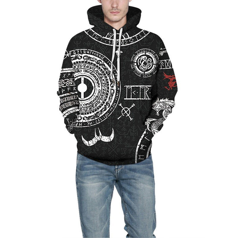 Viking Symbols 3D Printed Zipper Hoodies for Men / Alternative Fashion Hooded Sweatshirt - HARD'N'HEAVY