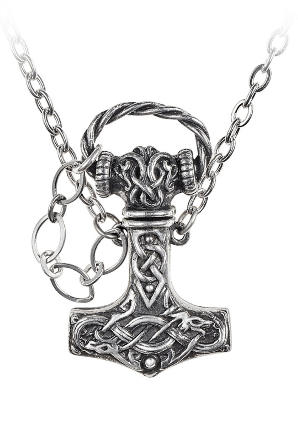 Viking Thor's Hammer Necklace with Celtic Knotwork featuring hidden dagger and intricate designs.