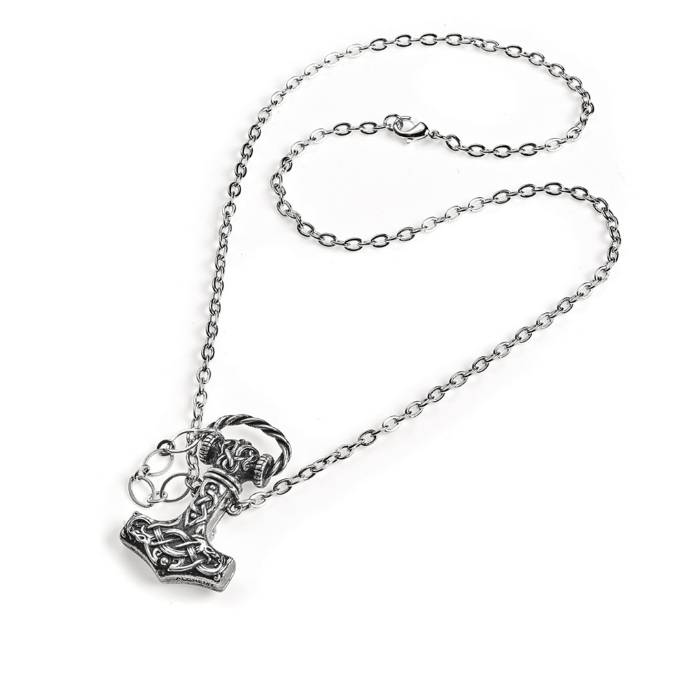 Viking Thor's Hammer Necklace with Celtic Knotwork featuring a hidden dagger and rune engravings