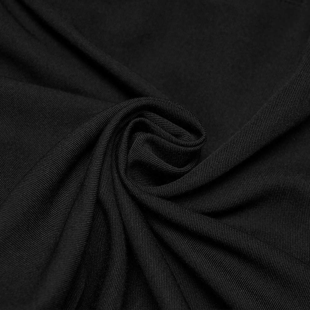 Pantalon gothique noir vintage avec taille brodée en velours
