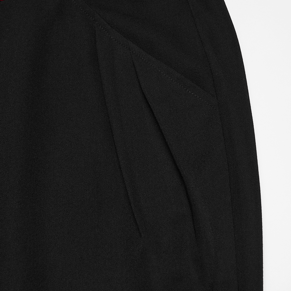 Pantalon gothique noir vintage avec taille brodée en velours