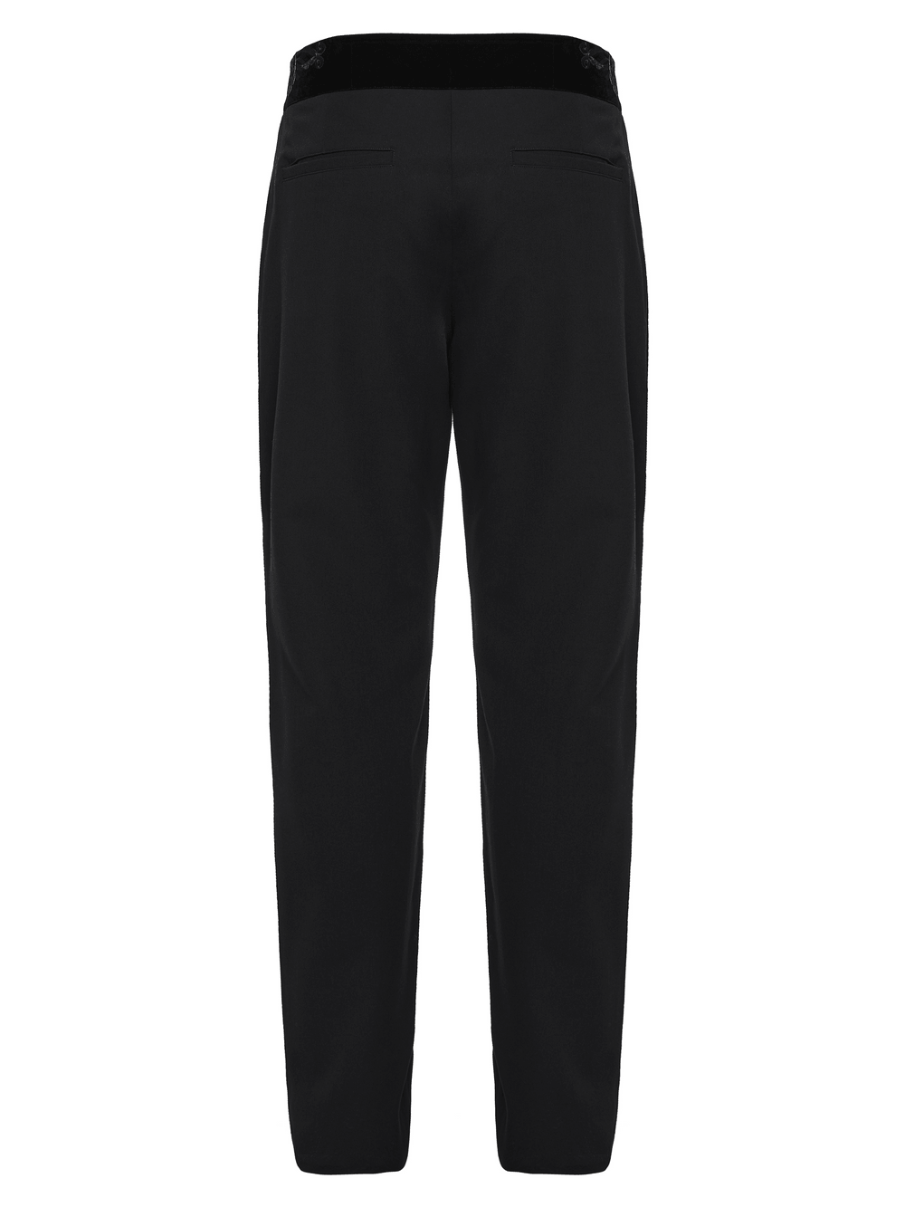 Pantalon gothique noir vintage avec taille brodée en velours