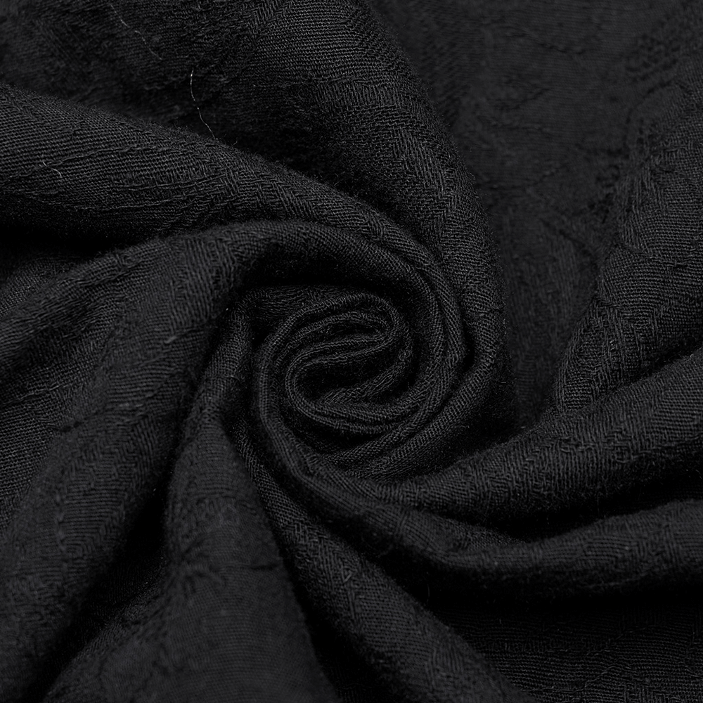 Close-up of textured black fabric, perfect for a vintage black lace-up gothic shirt.