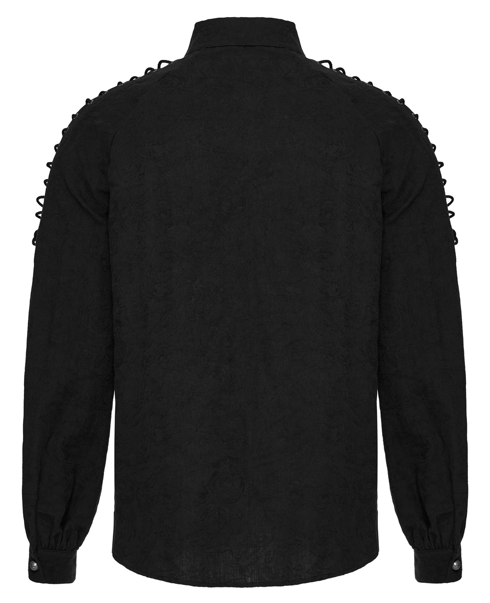 Vintage Black Lace-Up Gothic Shirt for Men - HARD'N'HEAVY