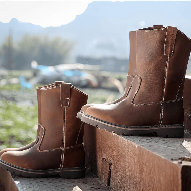 Vintage buckle boots in rich brown leather, perfect for a rocker style and casual outfits.