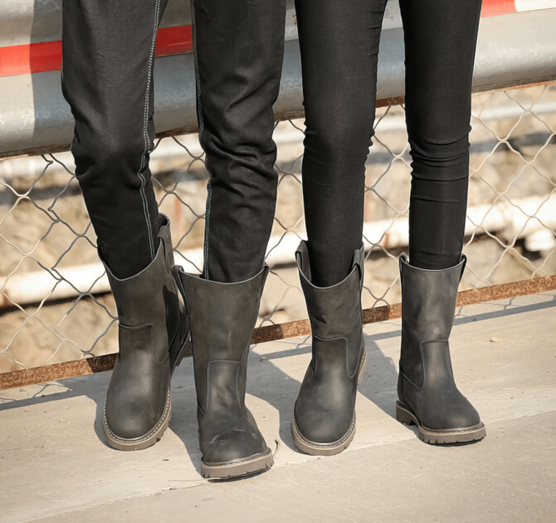 Vintage buckle boots for men, stylish black leather ankle shoes, perfect for rock style outfits.