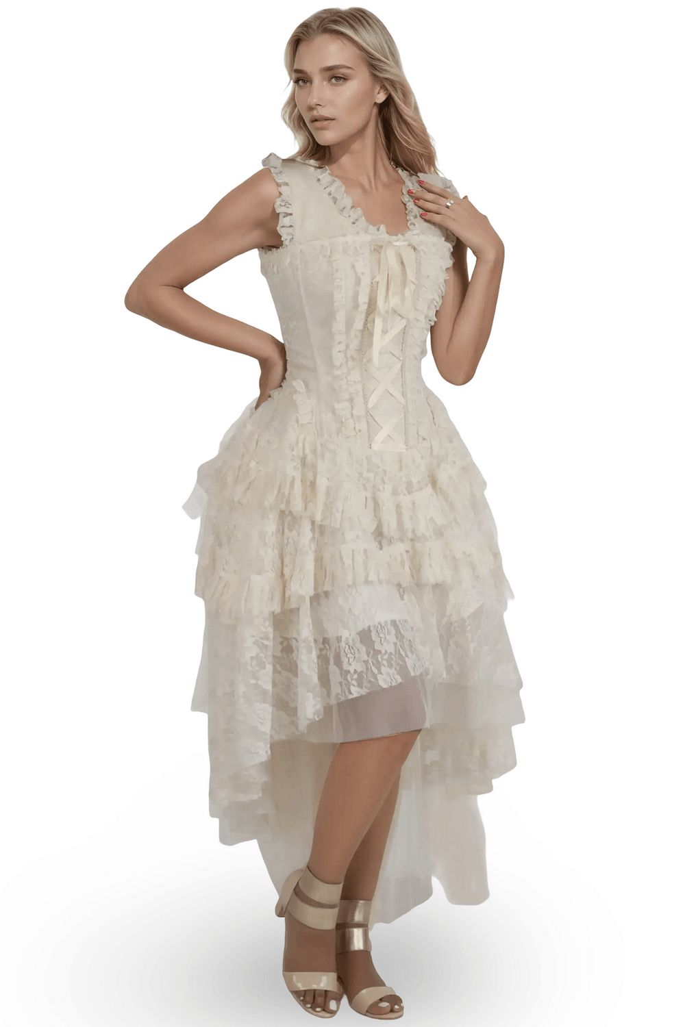 high low corset dress Corset Top High-Low Tulle Wedding Dress with Sweetheart main image 0