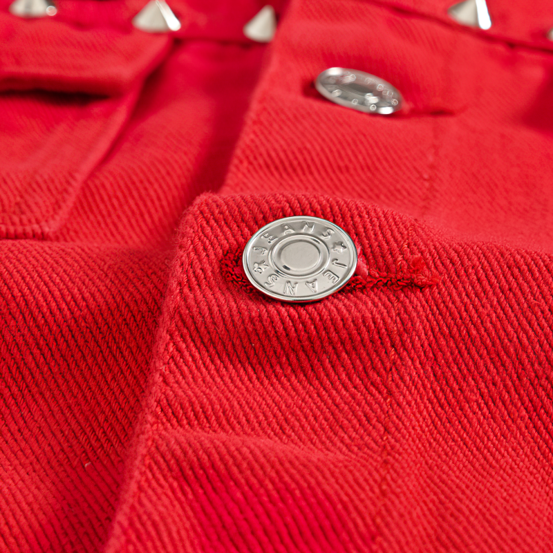 Vintage Denim Vest / Men's Red Revit Sleeveless Jacket - HARD'N'HEAVY