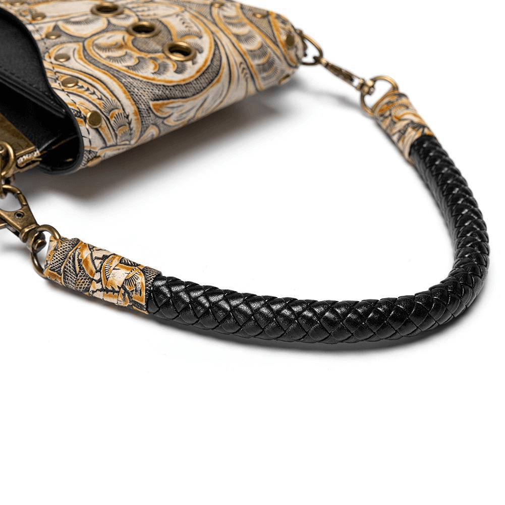 Vintage Embossed Handbag with Rivets and Skull / Women's Mini Bag - HARD'N'HEAVY