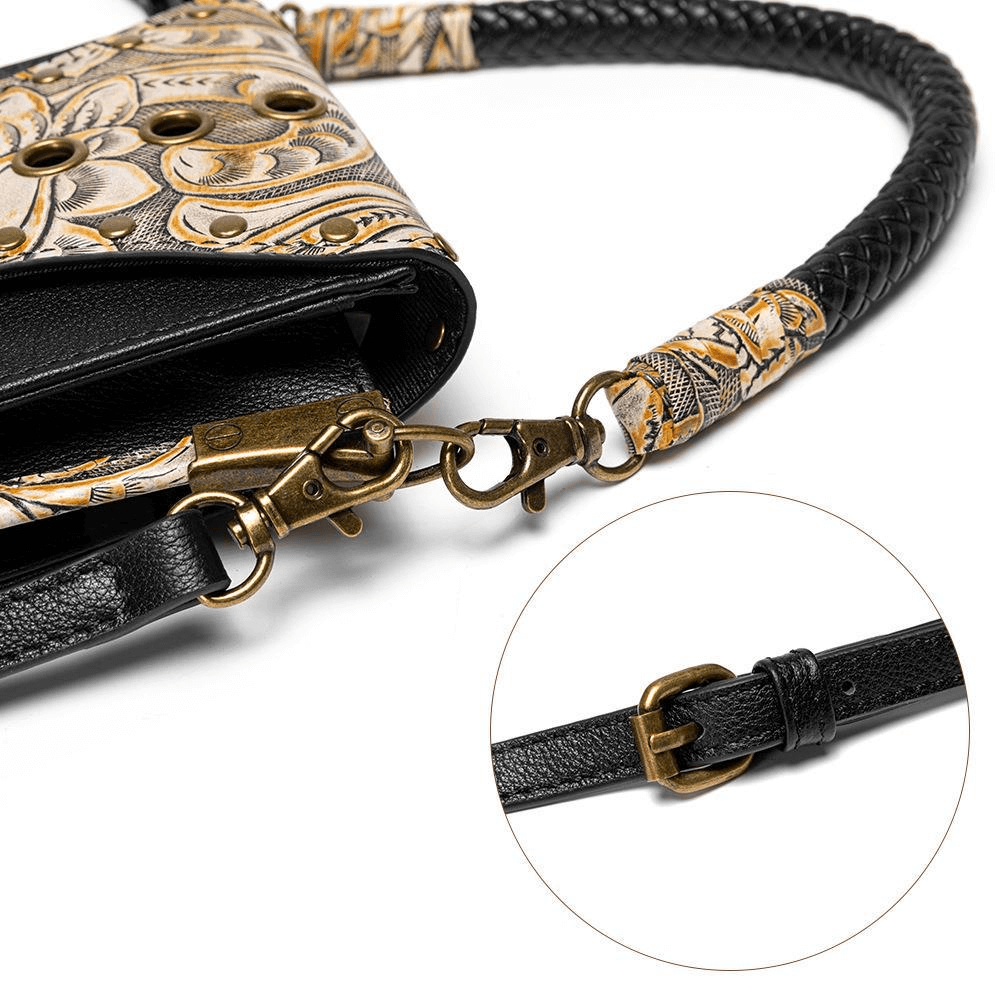 Vintage Embossed Handbag with Rivets and Skull / Women's Mini Bag - HARD'N'HEAVY