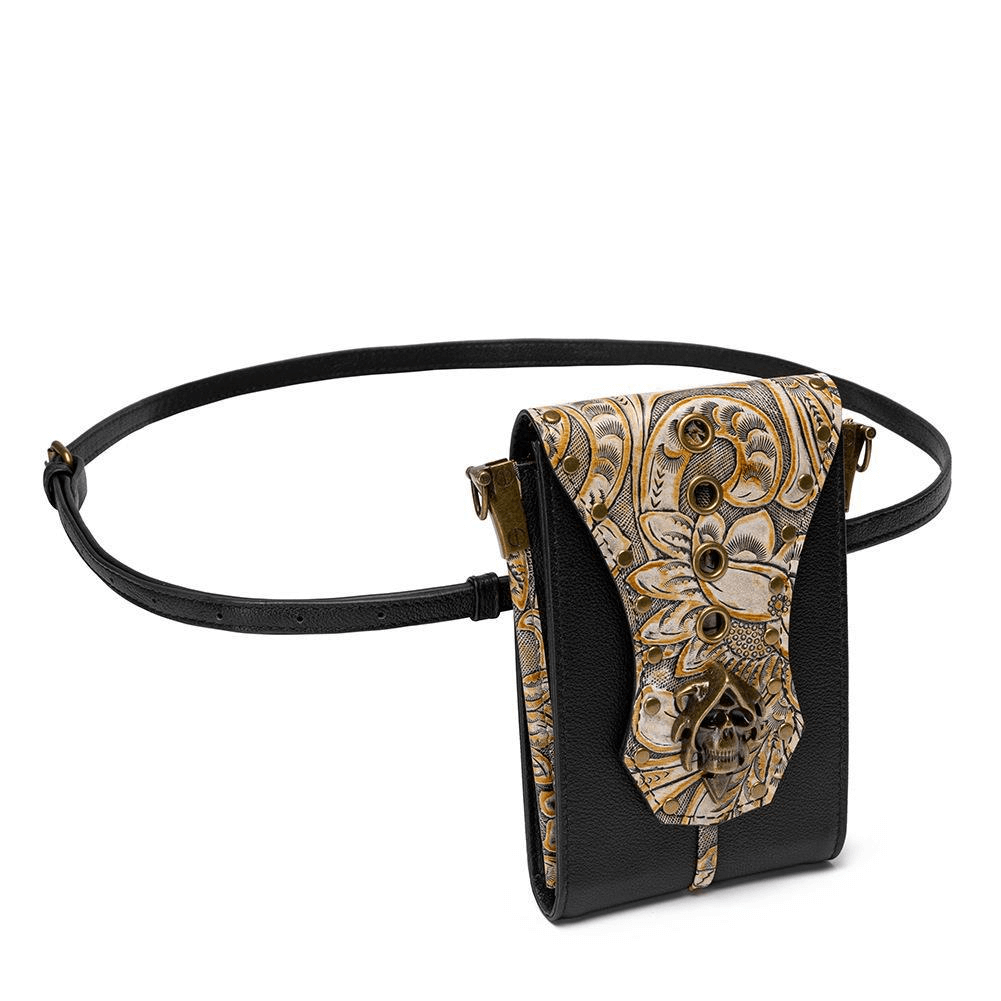 Vintage Embossed Handbag with Rivets and Skull / Women's Mini Bag - HARD'N'HEAVY
