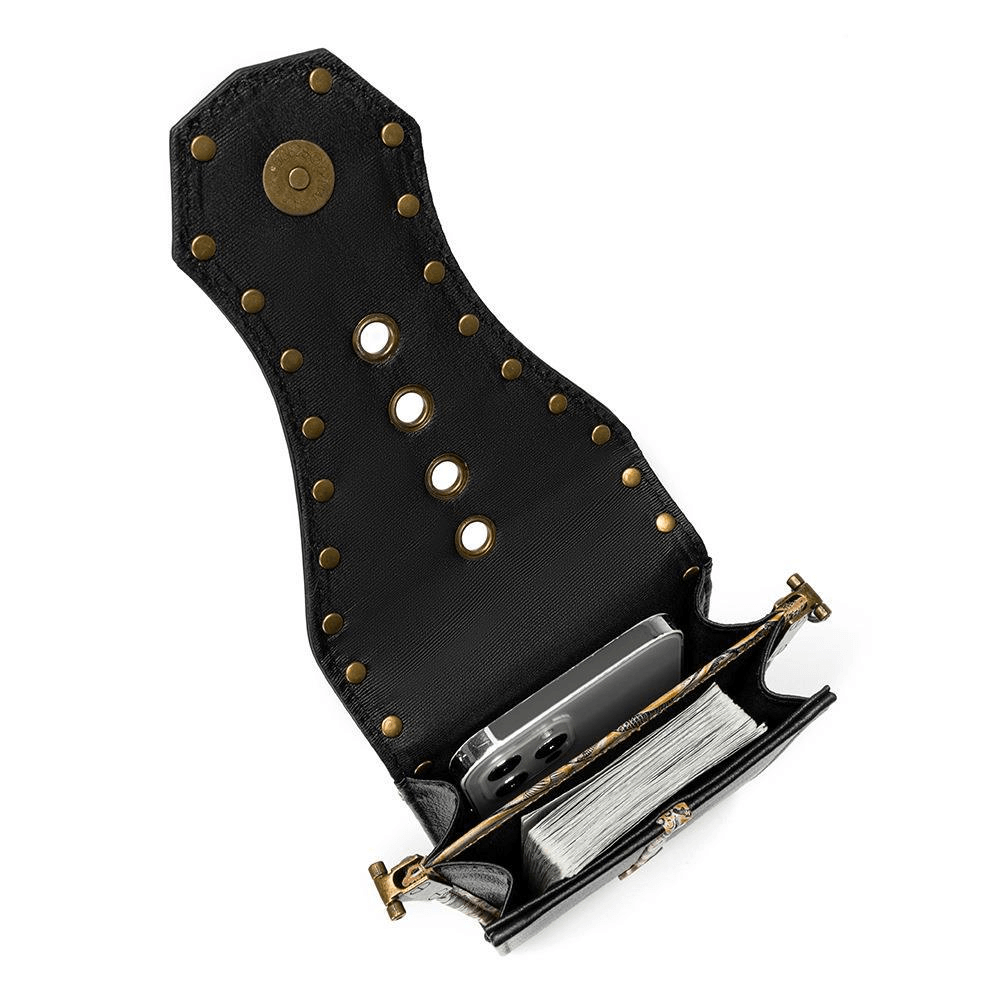 Vintage Embossed Handbag with Rivets and Skull / Women's Mini Bag - HARD'N'HEAVY