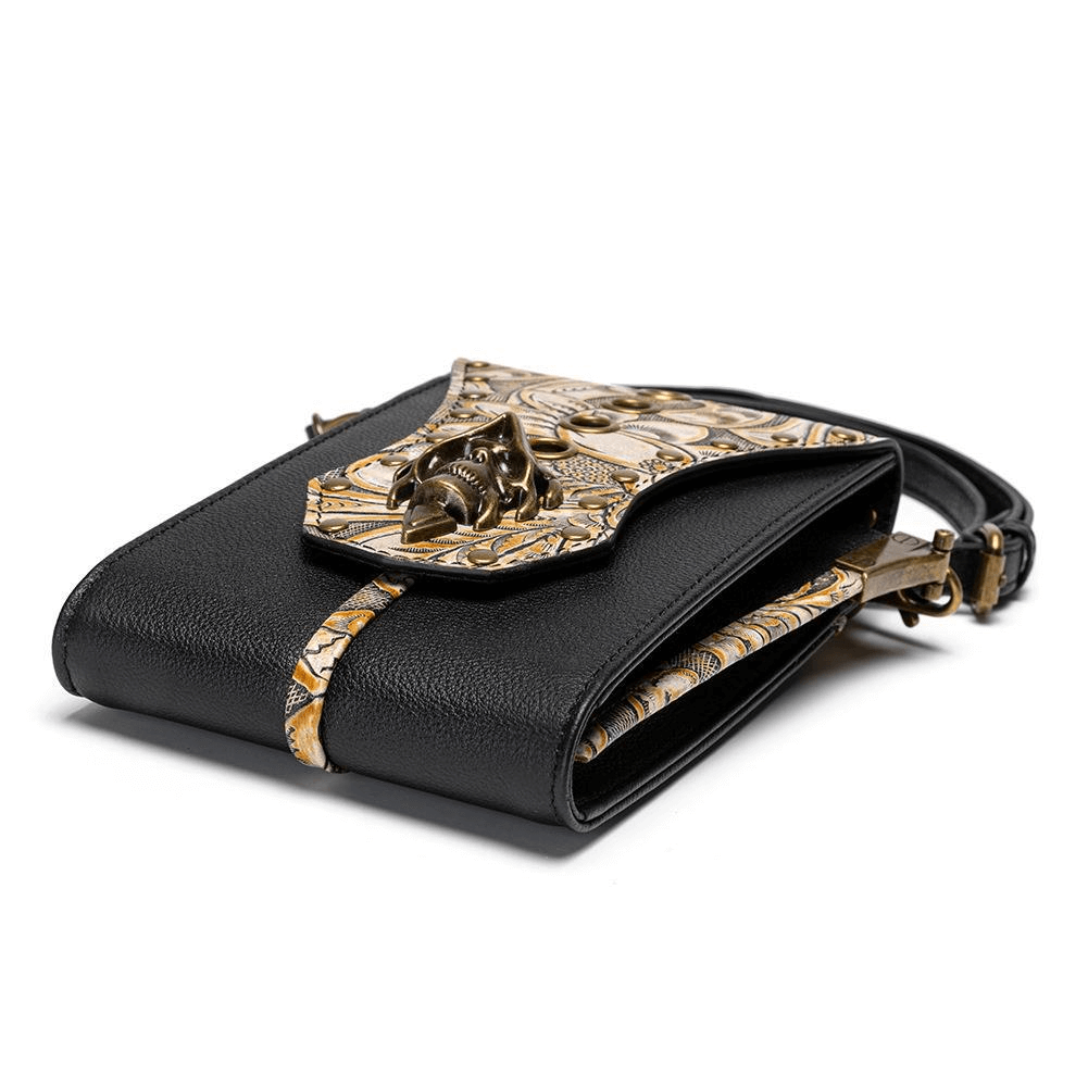 Vintage Embossed Handbag with Rivets and Skull / Women's Mini Bag - HARD'N'HEAVY