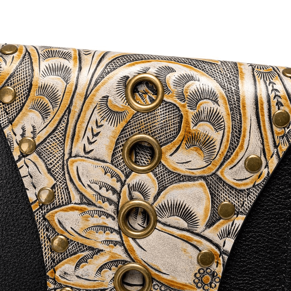 Vintage Embossed Handbag with Rivets and Skull / Women's Mini Bag - HARD'N'HEAVY