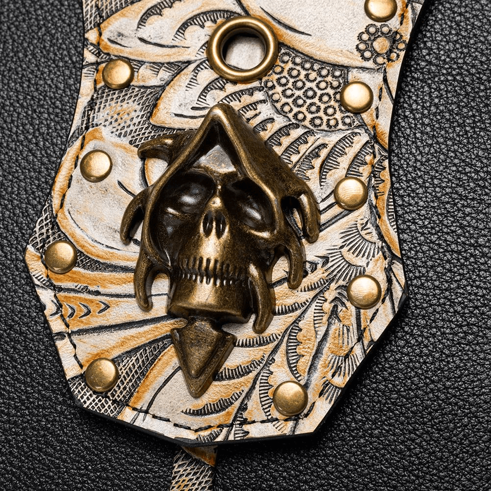 Vintage Embossed Handbag with Rivets and Skull / Women's Mini Bag - HARD'N'HEAVY