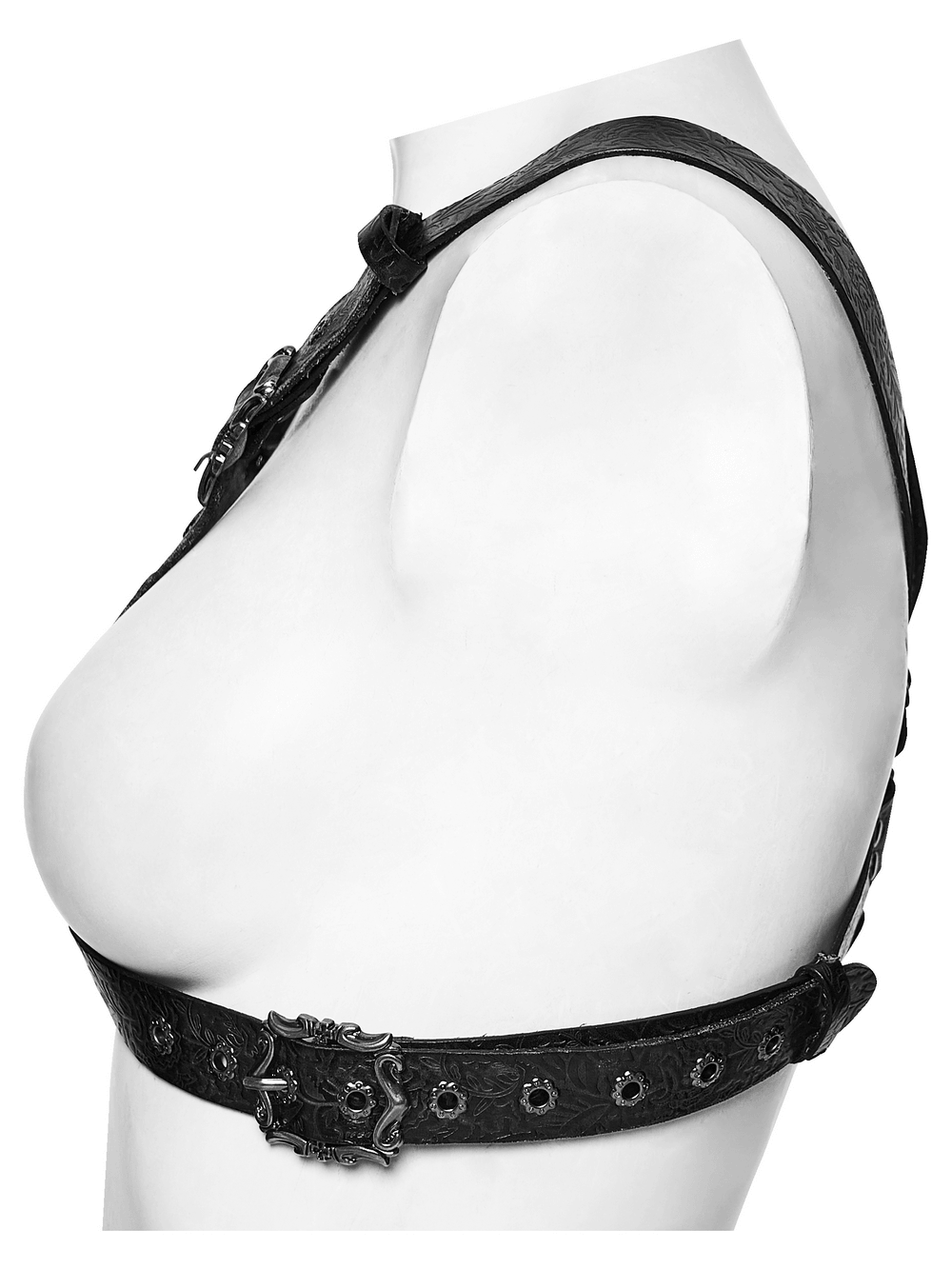 Vintage-Körpergeschirr aus geprägtem Leder mit Kreuzriemen
