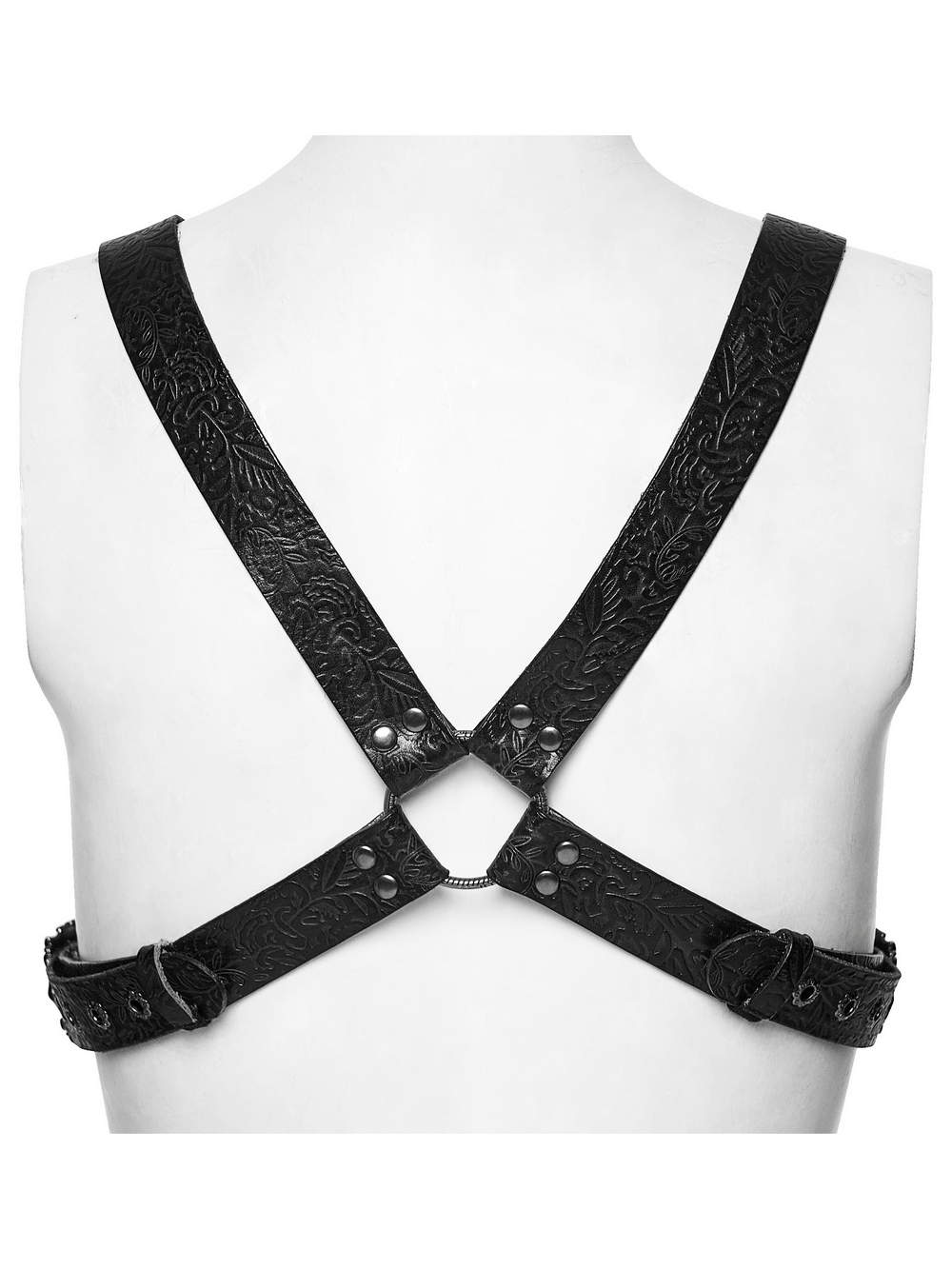 Vintage-Körpergeschirr aus geprägtem Leder mit Kreuzriemen