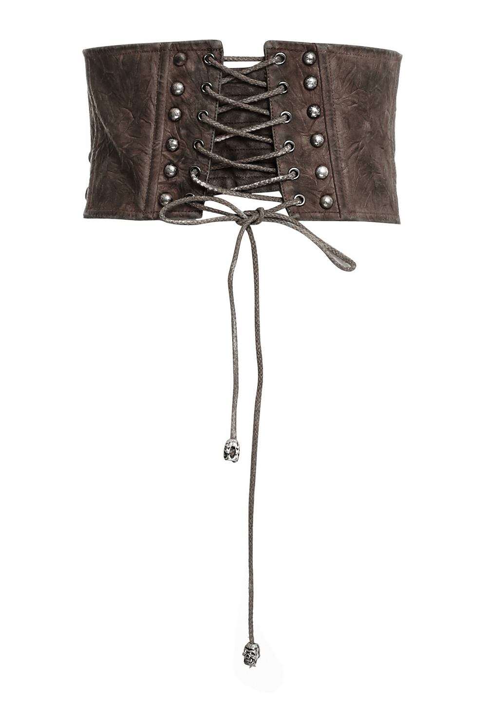 Vintage female corset belt with buckle loops and rivets, perfect for steampunk fashion.