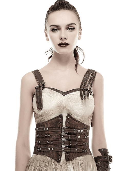 ceinture corset femme vintage avec boucles et rivets