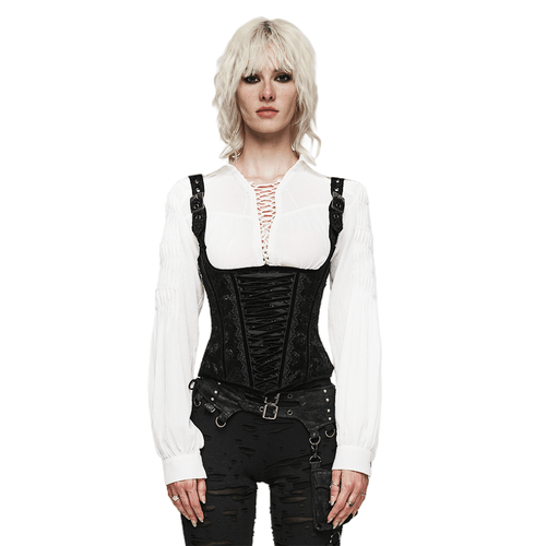 Vintage-Gothic-Korsett aus Samt mit Schnürung für Damen