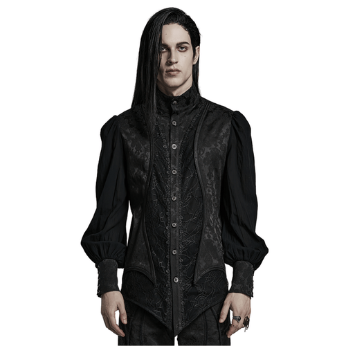 Vintage Gothic Button-Up Jacquard Shirt