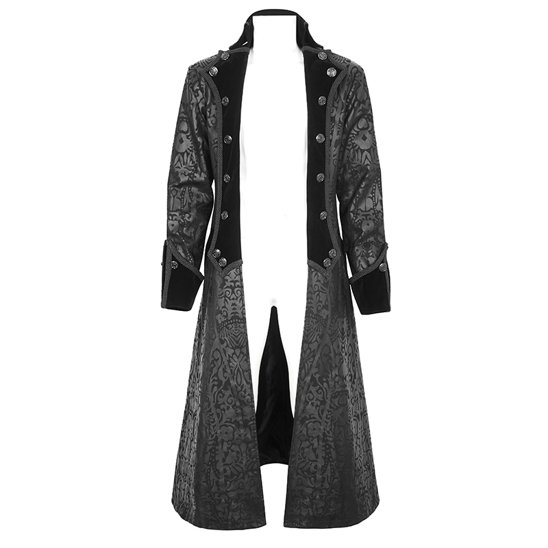 Vintage Gothic Double-Breasted Lapel Long Trench Coat for Men - HARD'N'HEAVY