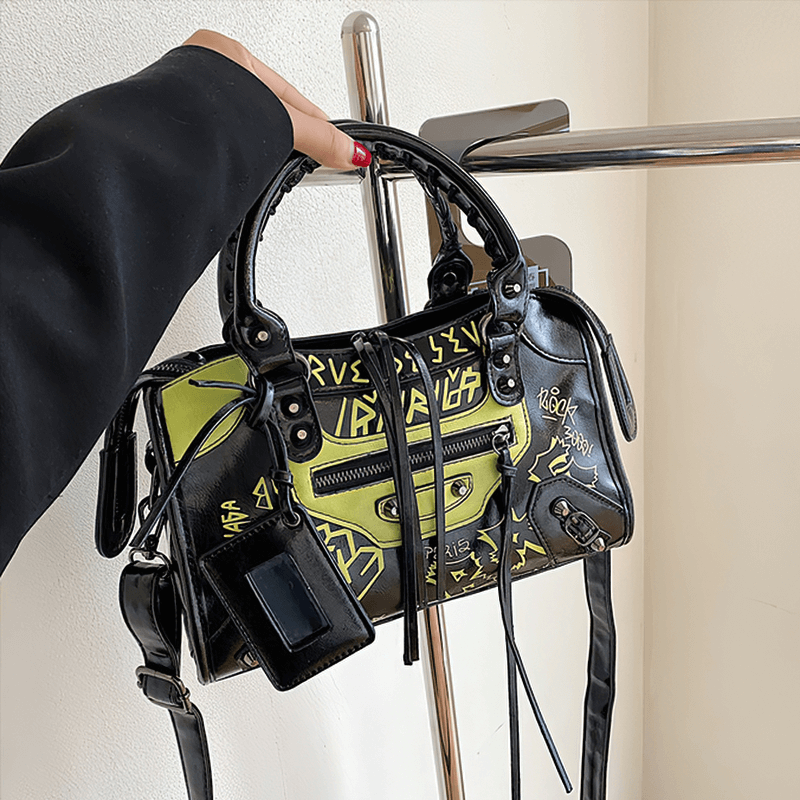 Vintage Gothic Graffity Small Square Bag / Fashion Handheld Crossbody Bag - HARD'N'HEAVY