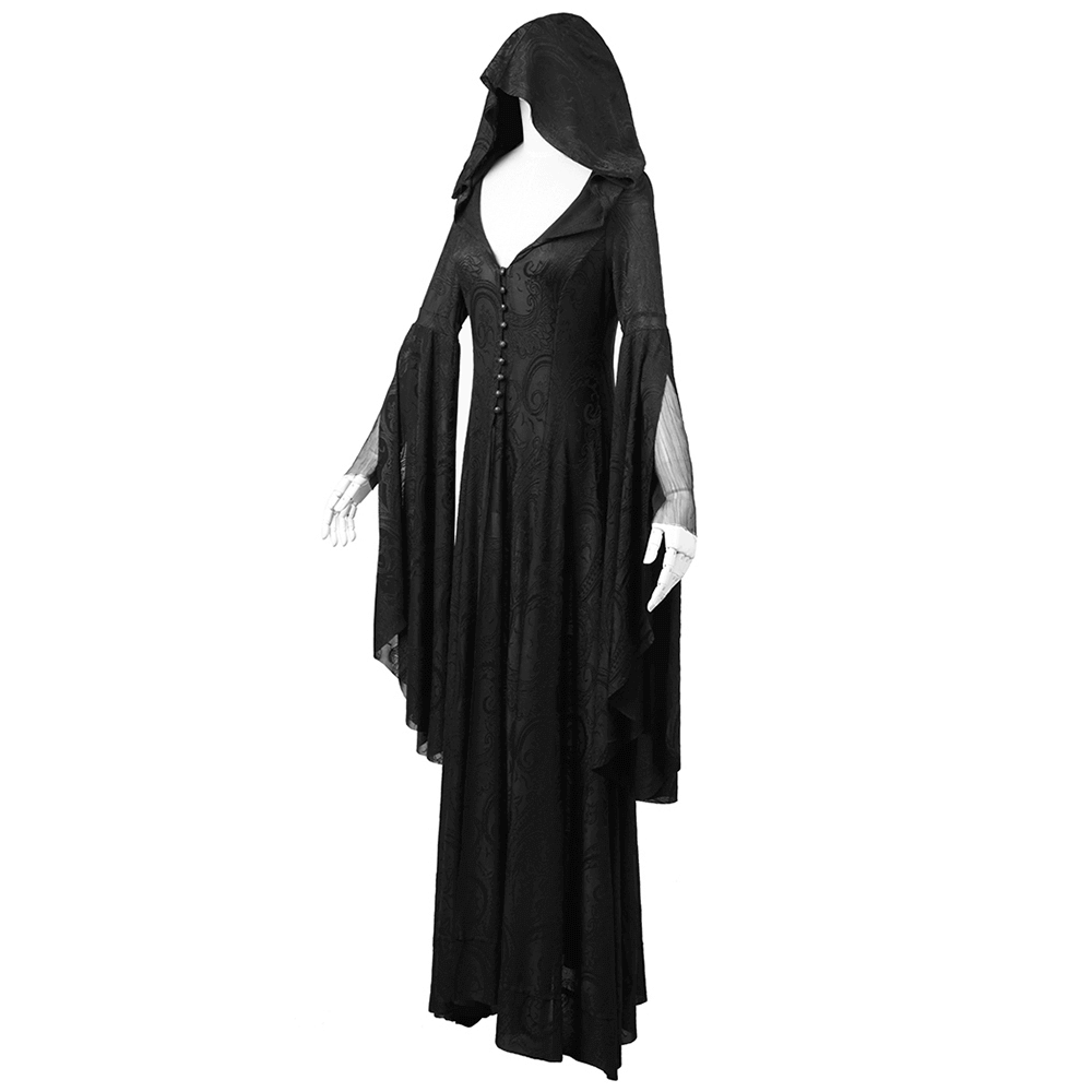 Vintage Gothic Hooded Cape with Long Sleeves for Women